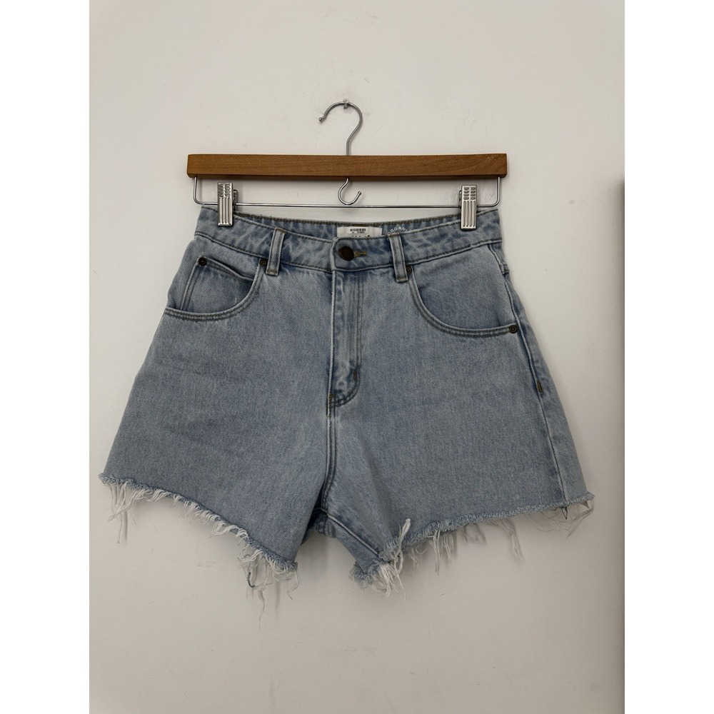 Rolla's Mirage Denim Shorts Women 25 Blue High Rise Loose Fit Distressed Cutoff